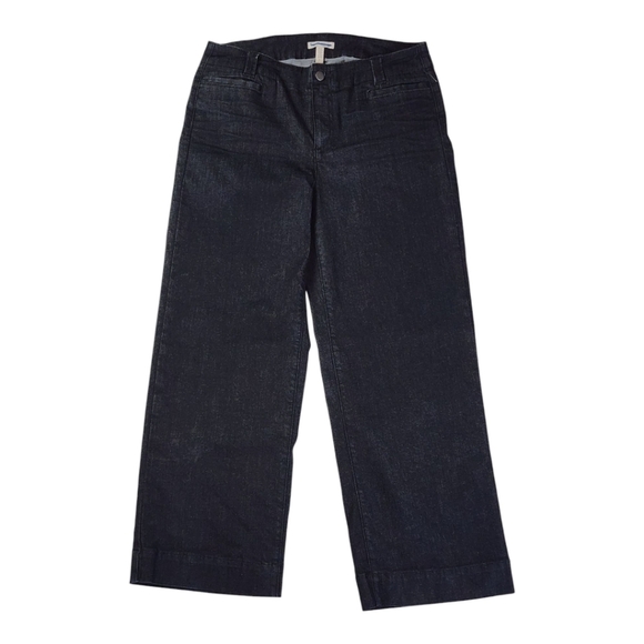 Eileen Fisher Dark Wash Wide Leg Trouser Jeans Mid Rise Stretch Size 8 - Picture 1 of 5